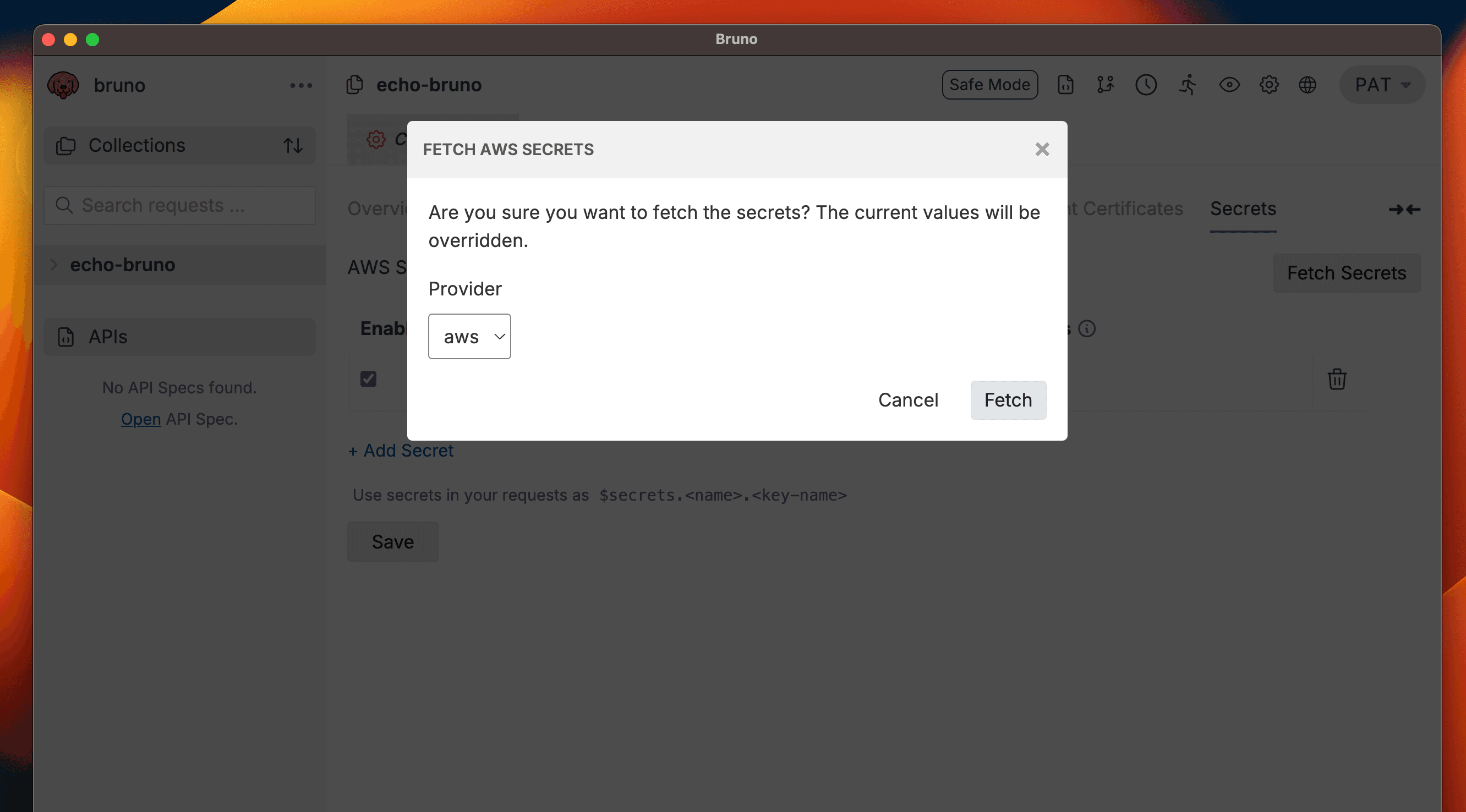 Fetch Secrets from AWS