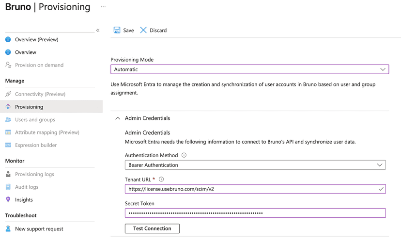 Configure admin credentials