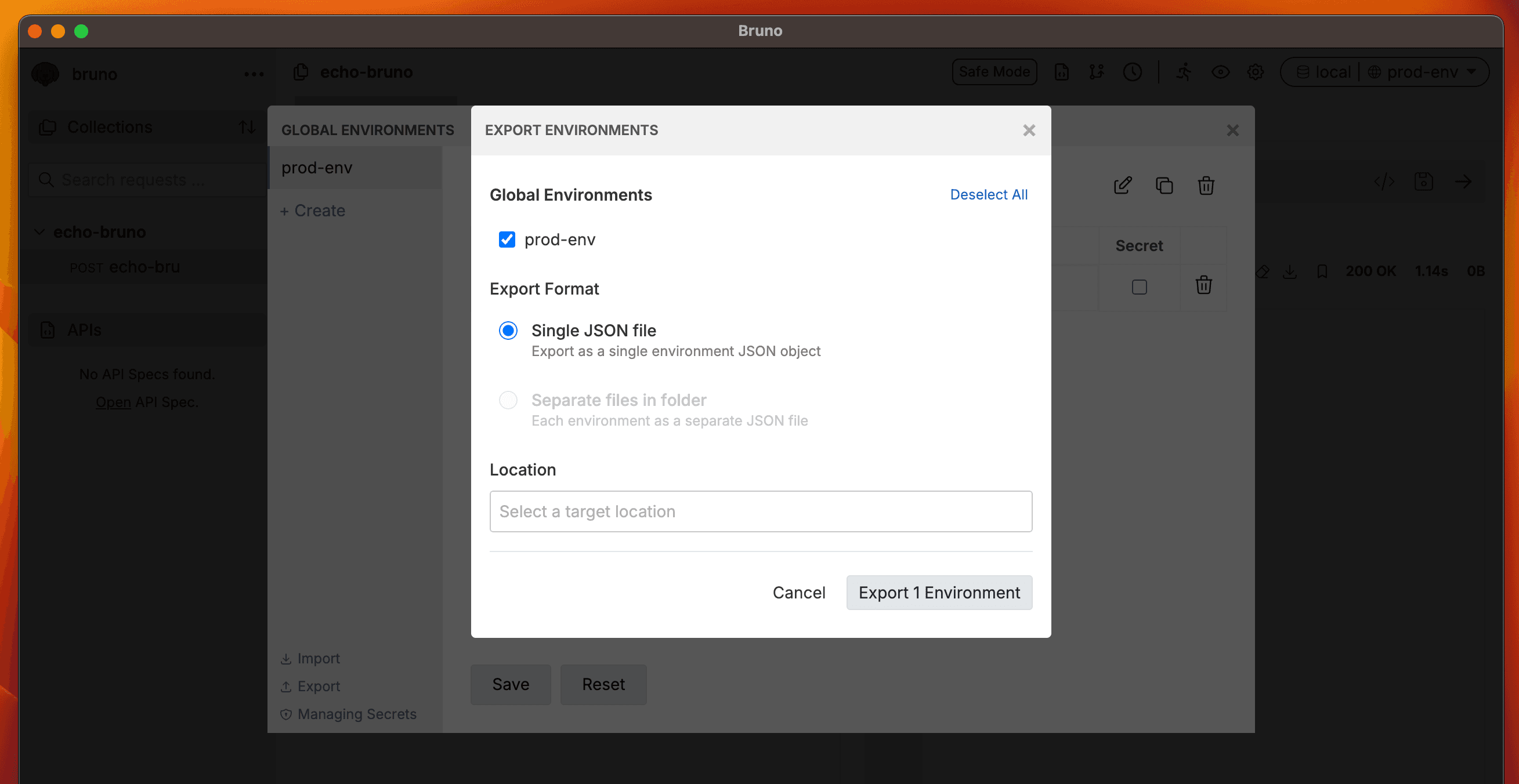 Export Global Environment Location