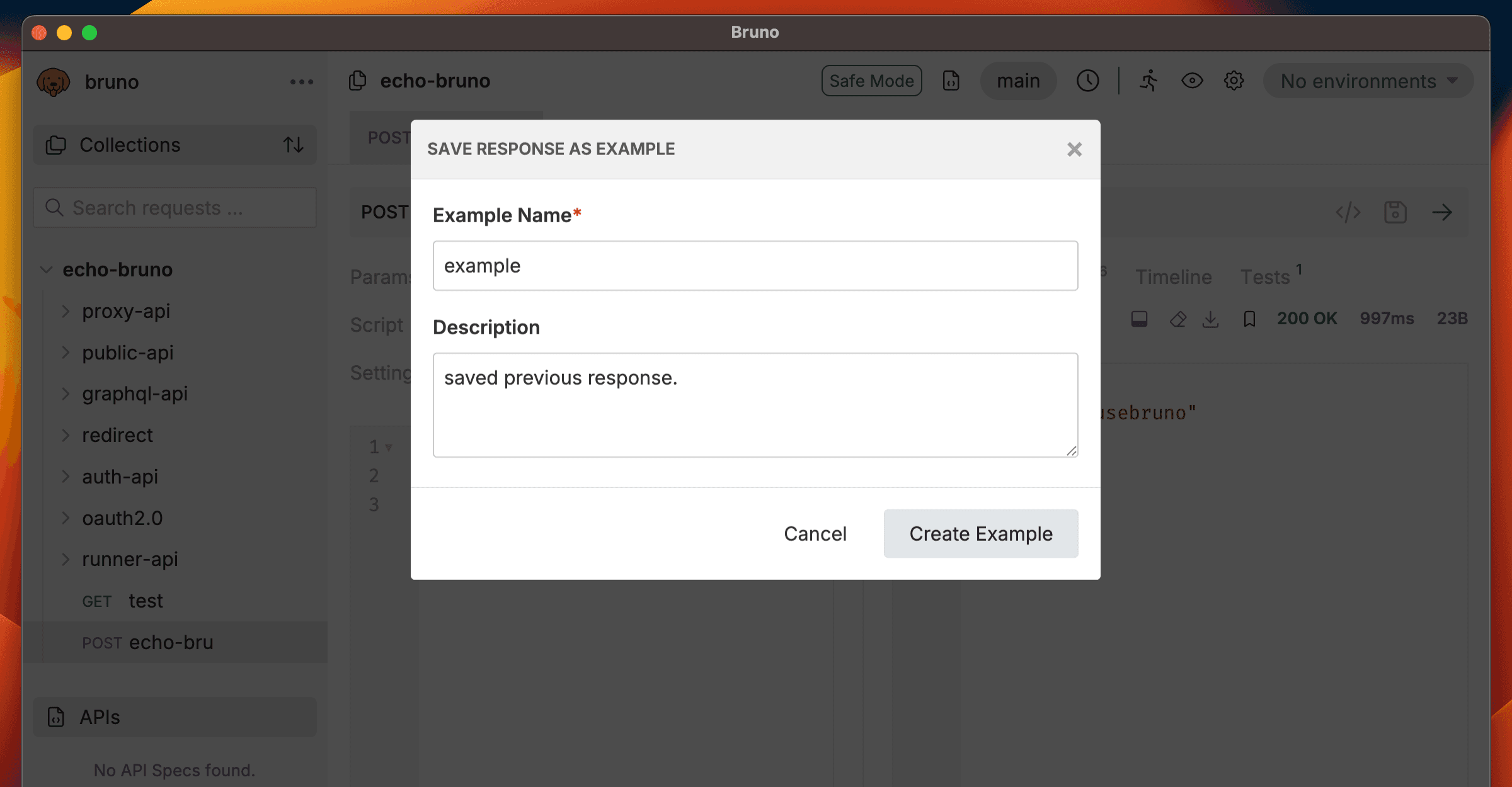 Save Response Dialog