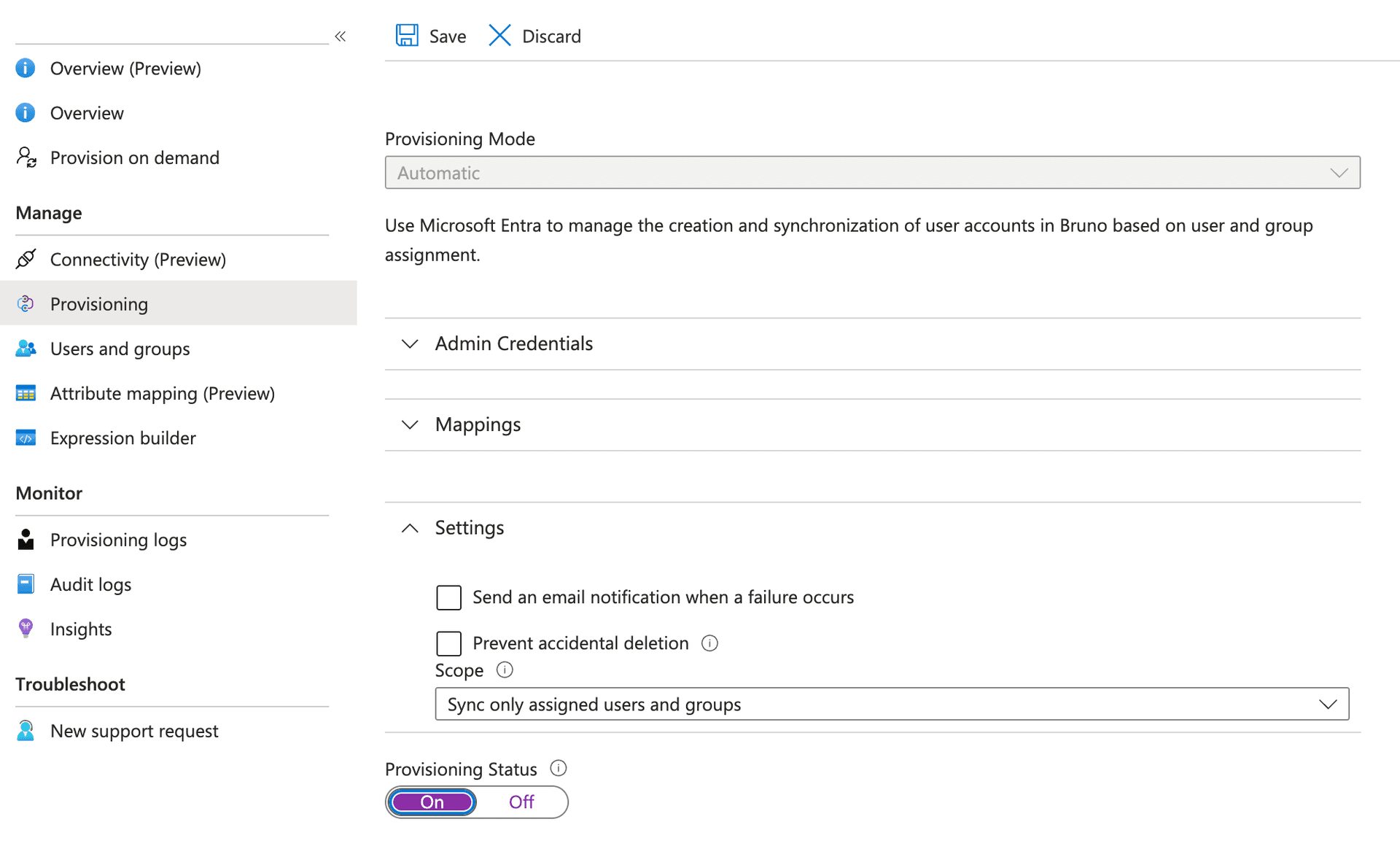 Enable provisioning